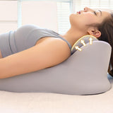 Maxbell Prone Pillow Headrest Memory Foam Wedge for Reading Back Neck Abdomen Adults Light Gray