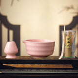 Maxbell Japanese Matcha Whisk Set Tools Matcha Bowl Set for Dining Room Kitchen Home Pink