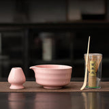 Maxbell Japanese Matcha Whisk Set Tools Matcha Bowl Set for Dining Room Kitchen Home Pink