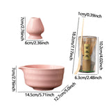 Maxbell Japanese Matcha Whisk Set Tools Matcha Bowl Set for Dining Room Kitchen Home Pink