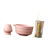 Maxbell Japanese Matcha Whisk Set Tools Matcha Bowl Set for Dining Room Kitchen Home Pink