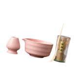 Maxbell Japanese Matcha Whisk Set Tools Matcha Bowl Set for Dining Room Kitchen Home Pink