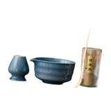 Maxbell Japanese Matcha Whisk Set Tools Matcha Bowl Set for Dining Room Kitchen Home Dark Blue