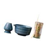 Maxbell Japanese Matcha Whisk Set Tools Matcha Bowl Set for Dining Room Kitchen Home Dark Blue