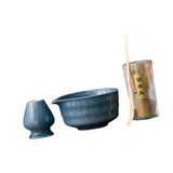 Maxbell Japanese Matcha Whisk Set Tools Matcha Bowl Set for Dining Room Kitchen Home Dark Blue