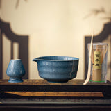 Maxbell Japanese Matcha Whisk Set Tools Matcha Bowl Set for Dining Room Kitchen Home Dark Blue