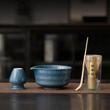 Maxbell Japanese Matcha Whisk Set Tools Matcha Bowl Set for Dining Room Kitchen Home Dark Blue
