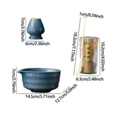 Maxbell Japanese Matcha Whisk Set Tools Matcha Bowl Set for Dining Room Kitchen Home Dark Blue