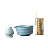 Maxbell Japanese Matcha Whisk Set Tools Matcha Bowl Set for Dining Room Kitchen Home Blue