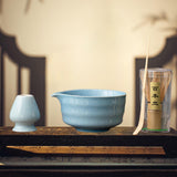 Maxbell Japanese Matcha Whisk Set Tools Matcha Bowl Set for Dining Room Kitchen Home Blue