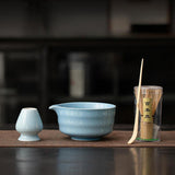 Maxbell Japanese Matcha Whisk Set Tools Matcha Bowl Set for Dining Room Kitchen Home Blue