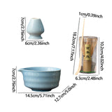 Maxbell Japanese Matcha Whisk Set Tools Matcha Bowl Set for Dining Room Kitchen Home Blue