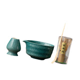 Maxbell Japanese Matcha Whisk Set Tools Matcha Bowl Set for Dining Room Kitchen Home Dark Green