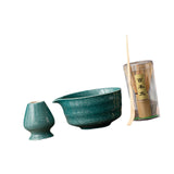 Maxbell Japanese Matcha Whisk Set Tools Matcha Bowl Set for Dining Room Kitchen Home Dark Green