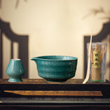 Maxbell Japanese Matcha Whisk Set Tools Matcha Bowl Set for Dining Room Kitchen Home Dark Green