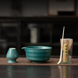Maxbell Japanese Matcha Whisk Set Tools Matcha Bowl Set for Dining Room Kitchen Home Dark Green