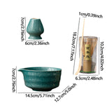 Maxbell Japanese Matcha Whisk Set Tools Matcha Bowl Set for Dining Room Kitchen Home Dark Green