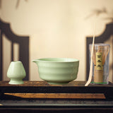 Maxbell Japanese Matcha Whisk Set Tools Matcha Bowl Set for Dining Room Kitchen Home Green