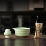 Maxbell Japanese Matcha Whisk Set Tools Matcha Bowl Set for Dining Room Kitchen Home Green