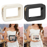 Maxbell Clear Makeup Bag Toiletry Pouch Cosmetic Case Small Toiletry Bag Sister Wife White
