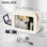 Maxbell Clear Makeup Bag Toiletry Pouch Cosmetic Case Small Toiletry Bag Sister Wife White