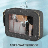 Maxbell Clear Makeup Bag Toiletry Pouch Cosmetic Case Small Toiletry Bag Sister Wife Black