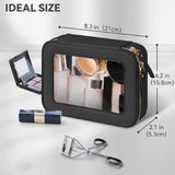 Maxbell Clear Makeup Bag Toiletry Pouch Cosmetic Case Small Toiletry Bag Sister Wife Black