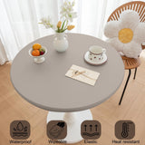 Maxbell Table Cloth Stretchable Oil Anti Table Cover for Picnic Patio Wedding Gray Diameter 60 cm