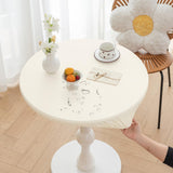 Maxbell Table Cloth Stretchable Oil Anti Table Cover for Picnic Patio Wedding White Diameter 80 cm