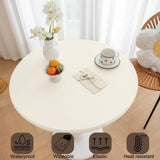 Maxbell Table Cloth Stretchable Oil Anti Table Cover for Picnic Patio Wedding White Diameter 90 cm