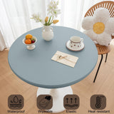 Maxbell Table Cloth Stretchable Oil Anti Table Cover for Picnic Patio Wedding Blue Diameter 90 cm
