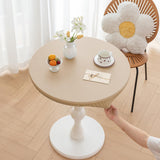 Maxbell Table Cloth Stretchable Oil Anti Table Cover for Picnic Patio Wedding Beige Diameter 90 cm