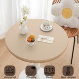 Maxbell Table Cloth Stretchable Oil Anti Table Cover for Picnic Patio Wedding Beige Diameter 90 cm