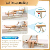 Maxbell Bed Rails for Elderly Adults Safe Nonslip Utility Bedside Assist Rail Handle Wood Grain