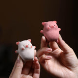 Maxbell Chinese Teapet Crafts Violet Clay Tea Pet for Tearoom Living Room Home Decor pink