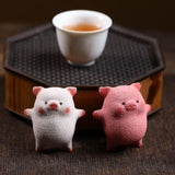Maxbell Chinese Teapet Crafts Violet Clay Tea Pet for Tearoom Living Room Home Decor white