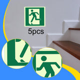 Maxbell 5 Pieces Exit Sign Stickers PVC Glow in The Dark for Business Bar Commercial Left