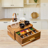 Maxbell Wooden Tea Bag Organizer Elegant Tea Station Chest for Office Cabinet Drawer
