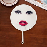 Maxbell Round Fan Lightweight DIY Crafts Decorative Fan for Dance Party Decor Travel Style A