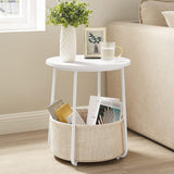 Maxbell Side Table with Storage Basket Minimalist Indoor Outdoor for Yard Lawn Proch