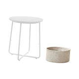 Maxbell Side Table with Storage Basket Minimalist Indoor Outdoor for Yard Lawn Proch