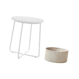 Maxbell Side Table with Storage Basket Minimalist Indoor Outdoor for Yard Lawn Proch