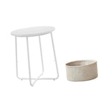 Maxbell Side Table with Storage Basket Minimalist Indoor Outdoor for Yard Lawn Proch