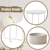 Maxbell Side Table with Storage Basket Minimalist Indoor Outdoor for Yard Lawn Proch
