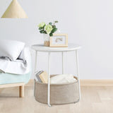 Maxbell Side Table with Storage Basket Minimalist Indoor Outdoor for Yard Lawn Proch