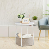 Maxbell Side Table with Storage Basket Minimalist Indoor Outdoor for Yard Lawn Proch