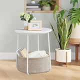 Maxbell Side Table with Storage Basket Minimalist Indoor Outdoor for Yard Lawn Proch