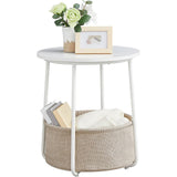 Maxbell Side Table with Storage Basket Minimalist Indoor Outdoor for Yard Lawn Proch