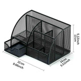 Maxbell Mesh Pen Holder Multipurpose Sturdy 6 Compartments for Office Classroom Pens black