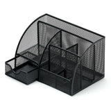 Maxbell Mesh Pen Holder Multipurpose Sturdy 6 Compartments for Office Classroom Pens black